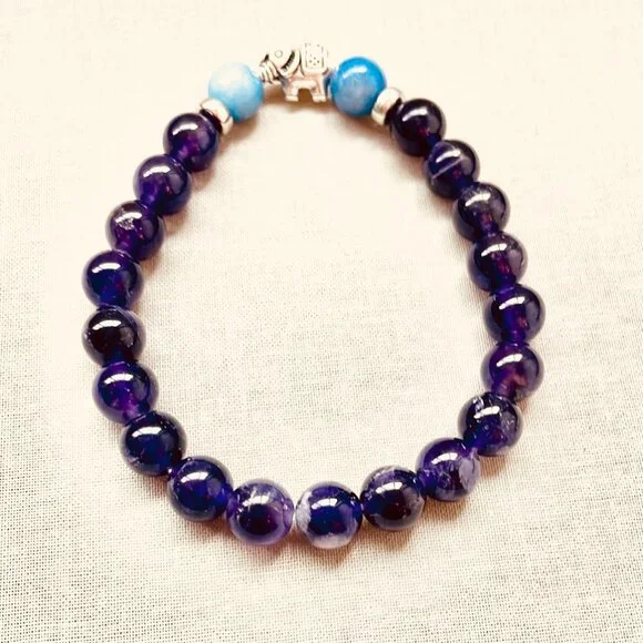 Purple Amethyst Elephant Mala Bracelet - Picture 3 of 8